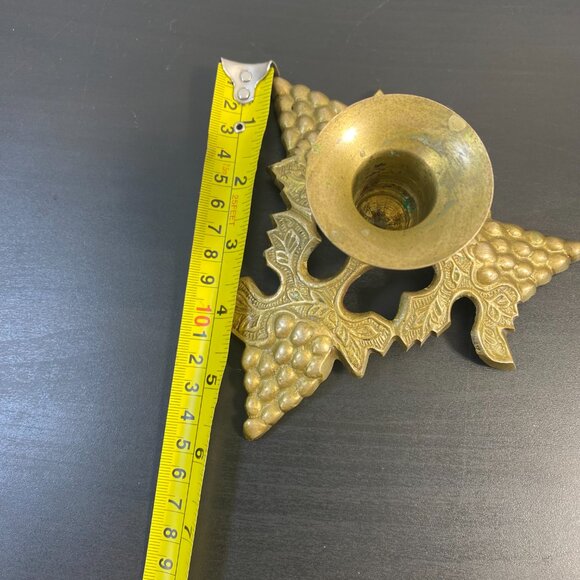 Vintage Brass Ornate Candlestick, Golden Decorative Candle Holder, Dining Rustic - Picture 4 of 10